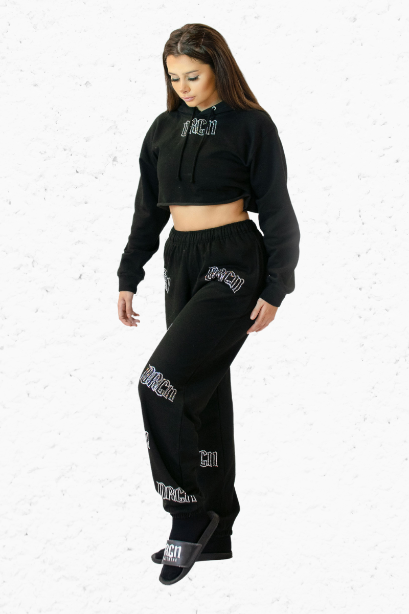 Joggers and 2025 cropped hoodie set